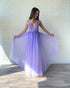2019 Light Purple Tulle Prom Dresses with V-Neck Beaded Bodice Long Prom Gowns